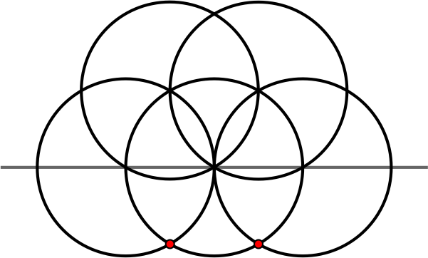 Un diseño de siete círculos como una flor: actividad de geometría